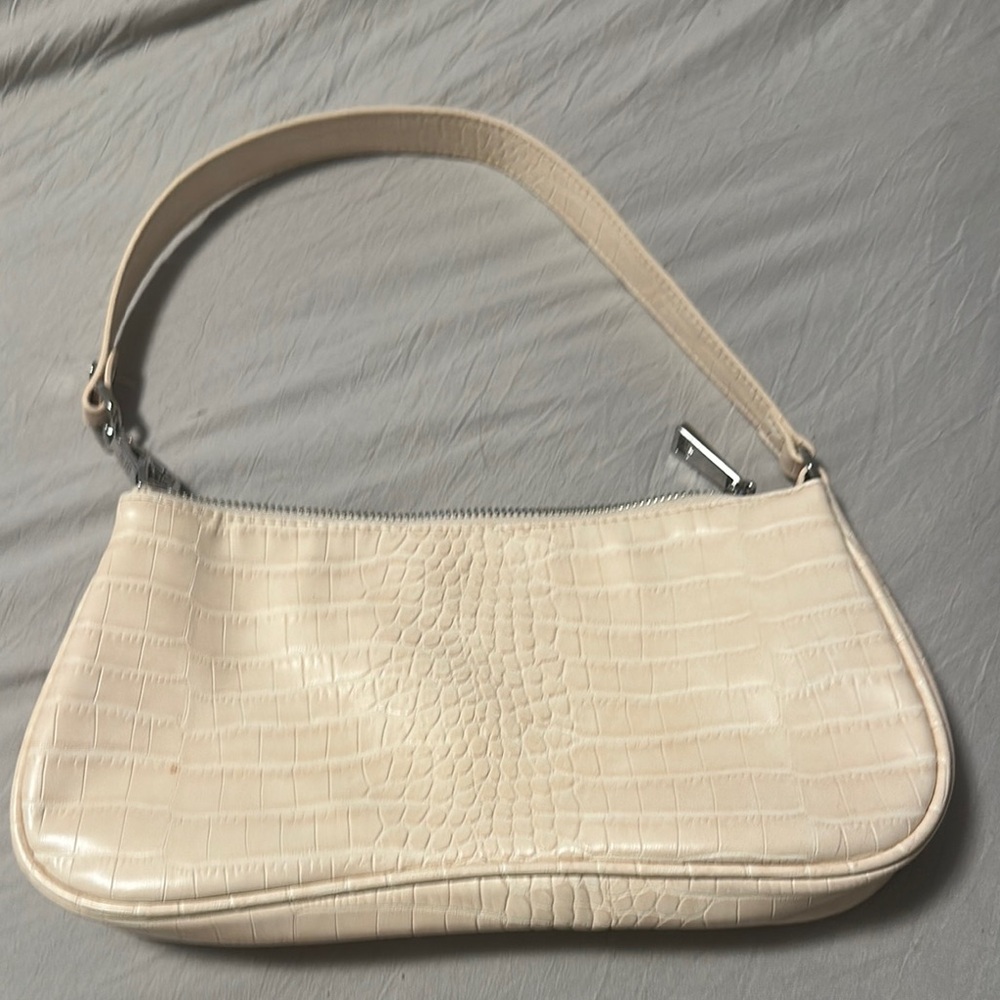 JW PEI Cream Crocodile-Embossed Shoulder Bag